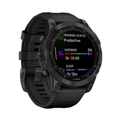 Часы Garmin Fenix 7 Solar серый с черным ремешком